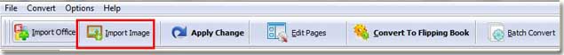 import image function of office to flash flipping book