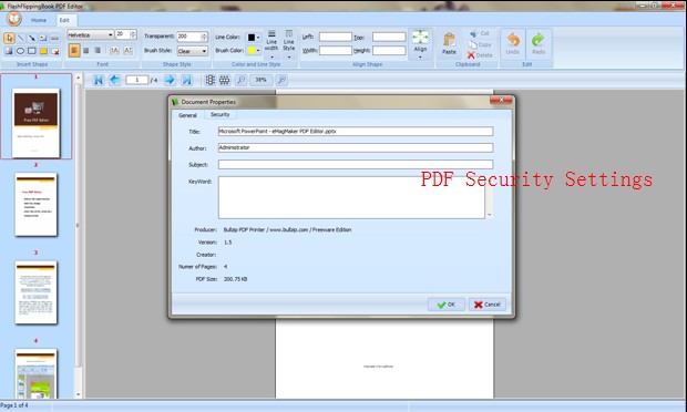 free flash flipping book pdf-editor - security setting